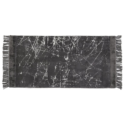 B&Q -  Rug Hanli Dark Grey 80 X 150 Cm Viscose