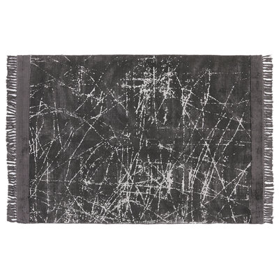 B&Q -  Rug Hanli Dark Grey 160 X 230 Cm Viscose