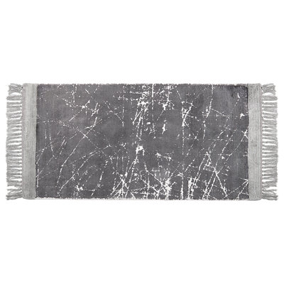 B&Q -  Rug Hanli Grey 80 X 150 Cm Viscose