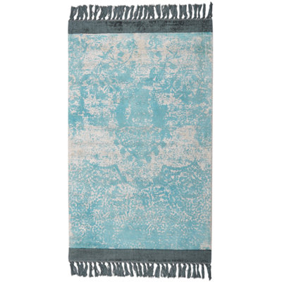 B&Q -  Rug Akarsu Blue 80 X 150 Cm Viscose