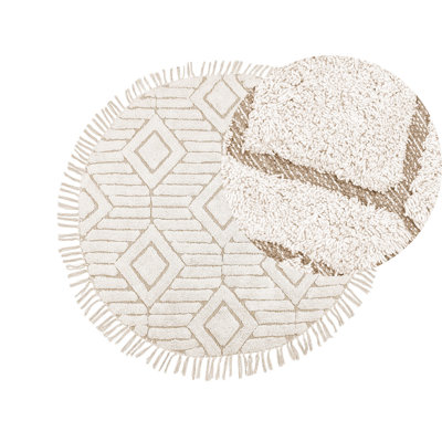 B&Q -  Rug Horasan Light Beige 140 Cm Cotton