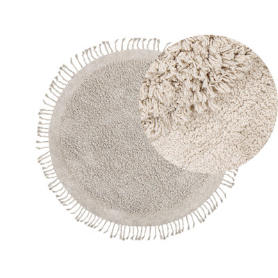 B&Q -  Rug Bitlis Light Beige 140 Cm Cotton