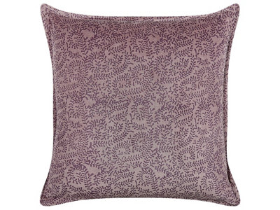 Beliani Throw Cushion Kalmia Velvet 45 X 45 Cm Pink Floral Pattern