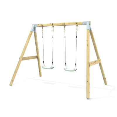 B&Q -  Premium Double Garden Swing For Kids- Flex Mint Green