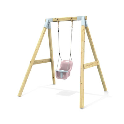 Rebo Premium Single Garden Swing For KidsBaby Dusky Pink from B&Q