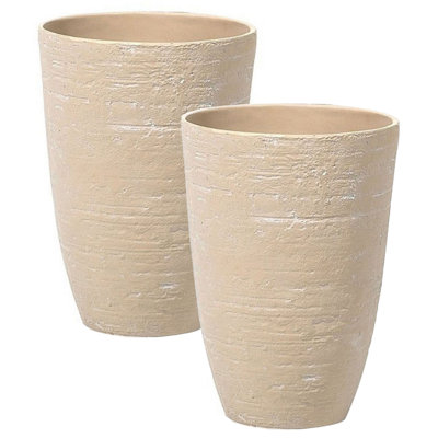 Beliani Set Of 2 Plant Pots Camia 35 Cm Beige from B&Q