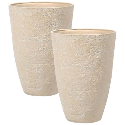 Beliani Set Of 2 Plant Pots Camia 51 Cm Beige from B&Q