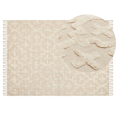 B&Q -  Rug Itanagar Beige 140 X 200 Cm Cotton