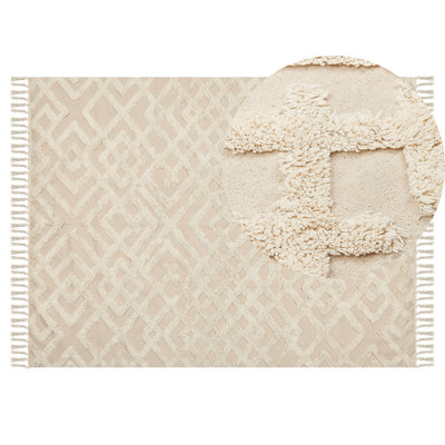 B&Q -  Rug Ardahan Beige 140 X 200 Cm Cotton