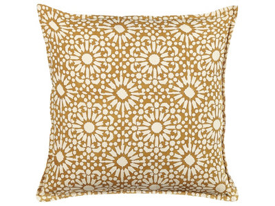 Beliani Throw Cushion Ceiba Cotton 45 X 45 Cm Beige Geometric Pattern from B&Q
