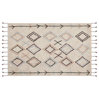 B&Q -  Rug Corum Beige 140 X 200 Cm Cotton