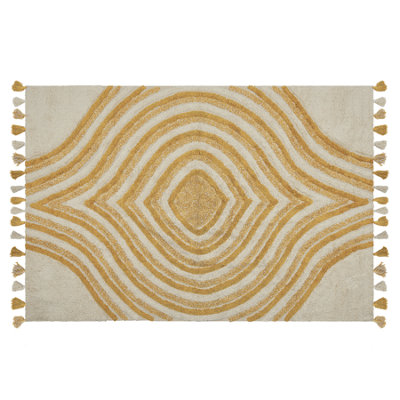 B&Q -  Rug Bingol Yellow 140 X 200 Cm Cotton