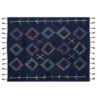 B&Q -  Rug Corum Black 160 X 230 Cm Cotton