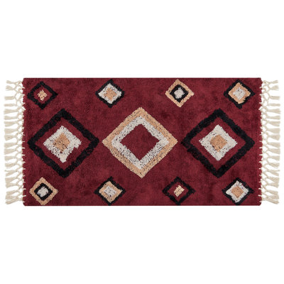B&Q -  Rug Siirt Red 80 X 150 Cm Cotton