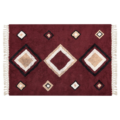 B&Q -  Rug Siirt Red 140 X 200 Cm Cotton