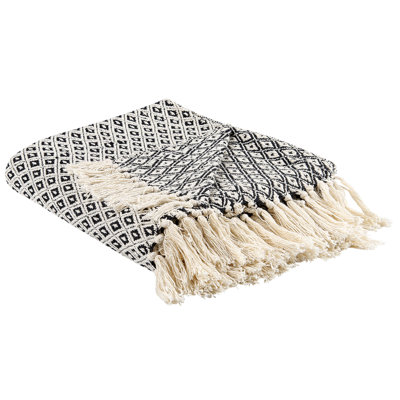 Beliani Blanket Chyama Cotton 125 X 150 Cm Black/ Beige from B&Q