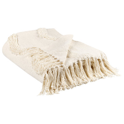 Beliani Blanket Khari Cotton 125 X 150 Cm Light Beige from B&Q