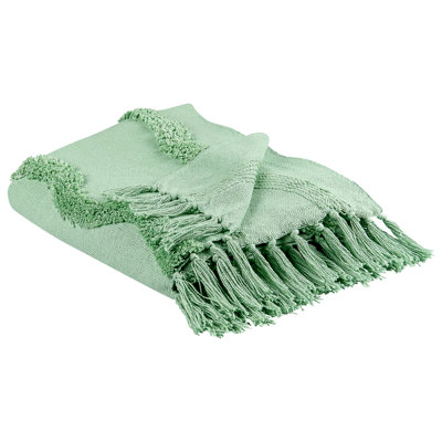 Beliani Blanket Khari Cotton 125 X 150 Cm Light Green from B&Q