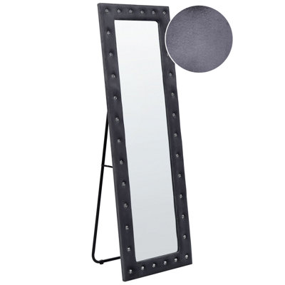 B&Q -  Standing Mirror Ansouis 150 Cm Velvet Dark Grey