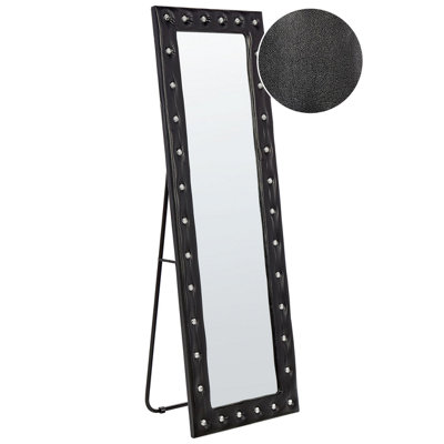 B&Q -  Standing Mirror Ansouis 150 Cm Faux Leather Black