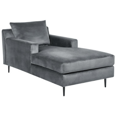 Beliani Chaise Longue Gueret Velvet Grey from B&Q