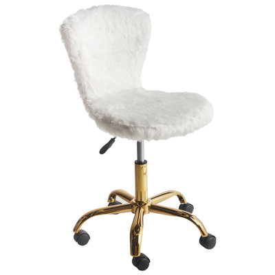 Beliani Desk Chair Margate Faux Fur White from B&Q