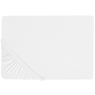 Beliani White Fitted Sheet Janbu Cotton 140 X 200 Cm