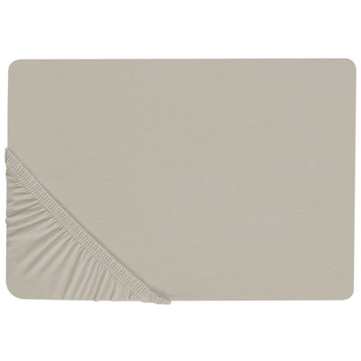 Beliani Fitted Sheet Janbu Cotton 90 X 200 Cm Taupe from B&Q