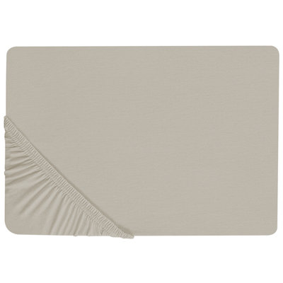 Beliani Fitted Sheet Janbu Cotton 160 X 200 Cm Taupe from B&Q