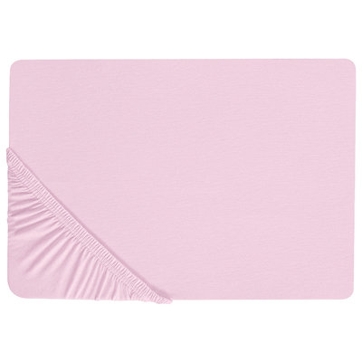 Beliani Fitted Sheet Janbu Cotton 160 X 200 Cm Pastel Pink from B&Q