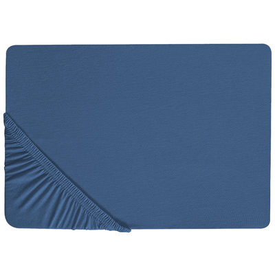 Beliani Fitted Sheet Janbu Cotton 180 X 200 Cm Navy Blue from B&Q