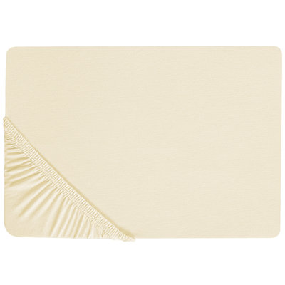 Beliani Fitted Sheet Janbu Cotton 140 X 200 Cm Yellow from B&Q