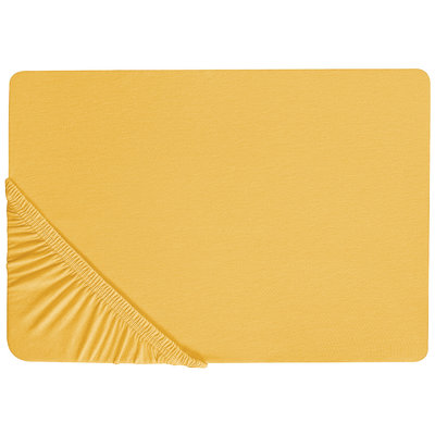 Beliani Fitted Sheet Janbu Cotton 90 X 200 Cm Mustard from B&Q