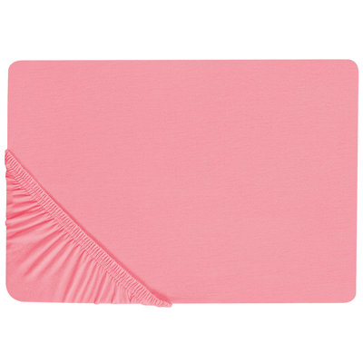 Beliani Fitted Sheet Janbu Cotton 160 X 200 Cm Coral from B&Q