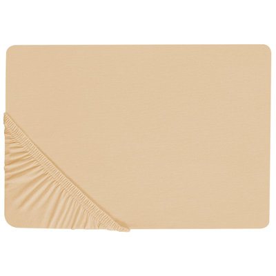 Beliani Fitted Sheet Janbu Cotton 180 X 200 Cm Sand Beige from B&Q