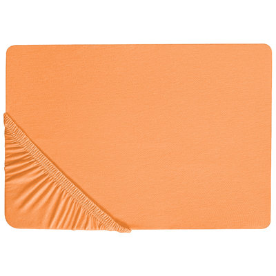 Beliani Fitted Sheet Janbu Cotton 200 X 200 Cm Orange from B&Q