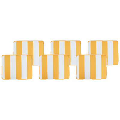 Beliani Set Of 6 Garden Chair Cushions Tolve 39 X 31 Cm Yellow