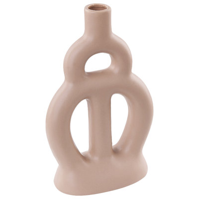 Beliani Flower Vase Kozani Ceramic 28 Cm Sand Beige from B&Q
