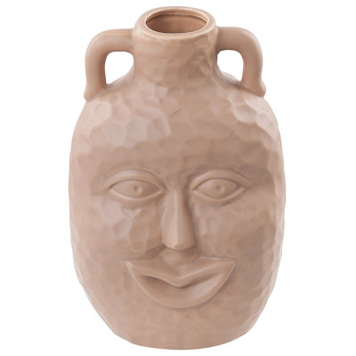 Beliani Flower Vase Veria Ceramic 26 Cm Sand Beige from B&Q