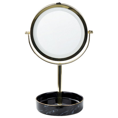 Beliani Makeup Mirror Led Savoie Black/ Gold from B&Q