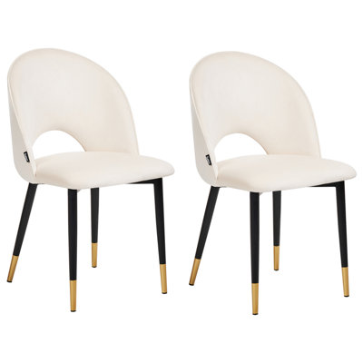 B&Q -  Set Of 2 Dining Chairs Magalia Velvet Light Beige