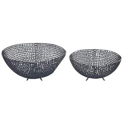 B&Q -  Set Of 2 Bowls Krukut Metal Black