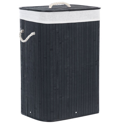 Beliani Laundry Basket Komari Bamboo Black 72 L from B&Q