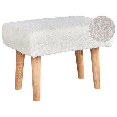 B&Q -  Modern Boucle Footstool White Takoma