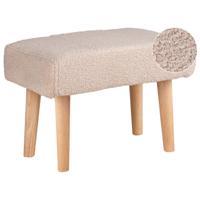 B&Q -  Modern Boucle Footstool Beige Takoma