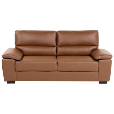 Beliani Sofa Vogar Faux Leather 3 Seater Golden/Brown