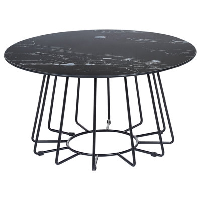 Beliani Coffee Table Bernie Tempered Glass Black Marble from B&Q
