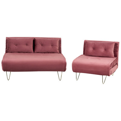 Beliani Pink Living Room Set Seater Vestfold Velvet Size 3