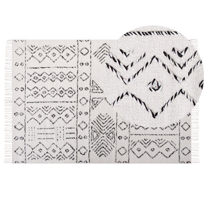 B&Q -  Rug Alkent White 140 X 200 Cm Wool