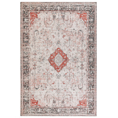 Beliani Cotton Area Rug 160 X 230 Cm Red And Beige Attera Red/Beige